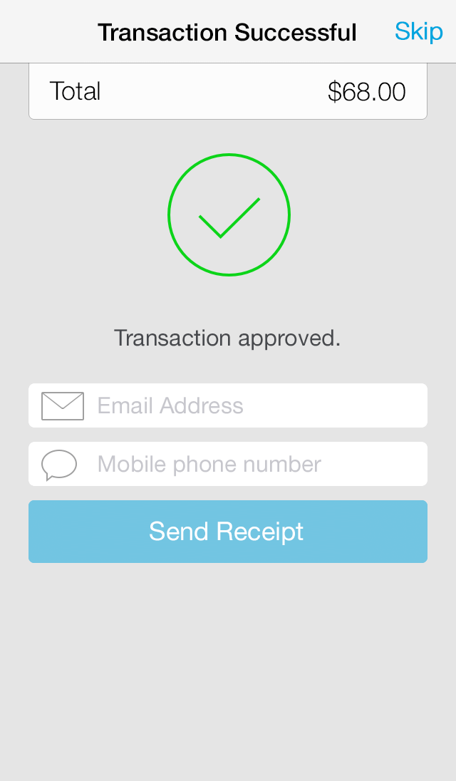 App screen - Successful payment